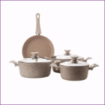 Batterie de Cuisine en Granite 7 Pièces Beige - Aky