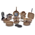 Batterie de cuisine 22 pièces granite Marron OMS