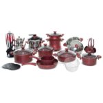 Batterie de cuisine 38 pièces granite Rouge - OMS