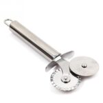 Couteau à pizza double rouleau en acier inoxydable 18 cm