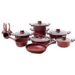 Batterie de cuisine 40 pièces granite Rouge - Lines