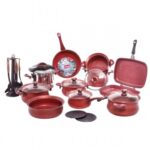 Batterie de cuisine 41 pièces granite Rouge - OMS