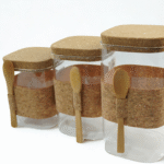 Série de boite épices verre et bois