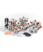 batterie de cuisine inox - 38piéces- rouge/noir – Image 3