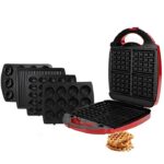 Appareil De Cuisson 5en1 Florence Zouza , Panini , Gauffre , Donut , Maamoul- Rouge