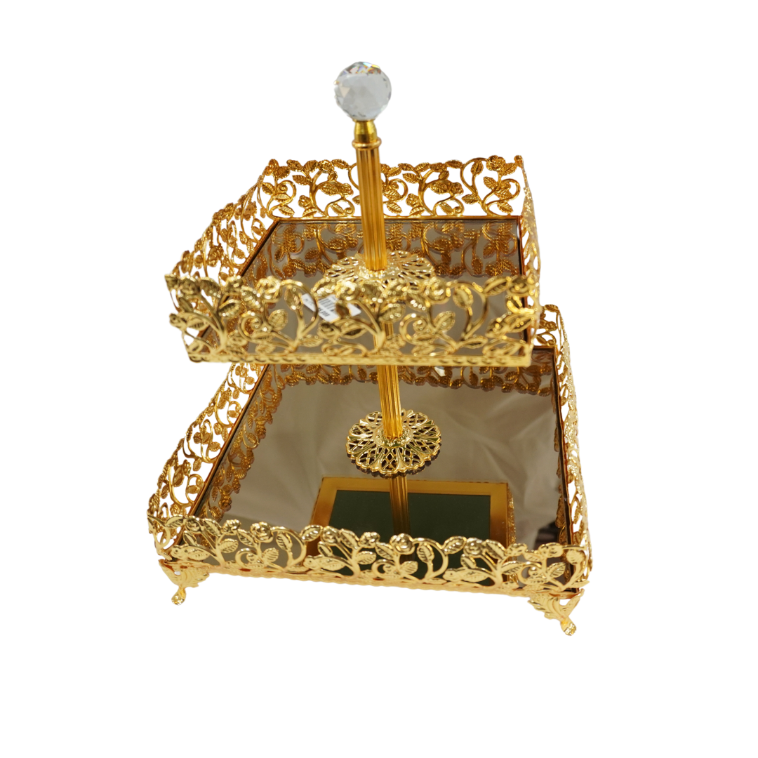 Modèle design (2) présentoir à gâteaux doré – Image 1