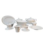 Service de table en porcelaine blanche avec liseré doré – Image 2