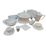 Service de table en porcelaine blanche texturée – Image 3