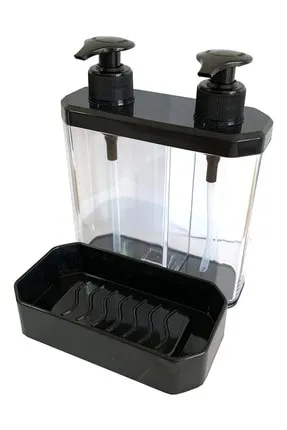 1_org_thumb Distributeur Double de Savon Liquide avec Porte-Savon - Noir – Image 1