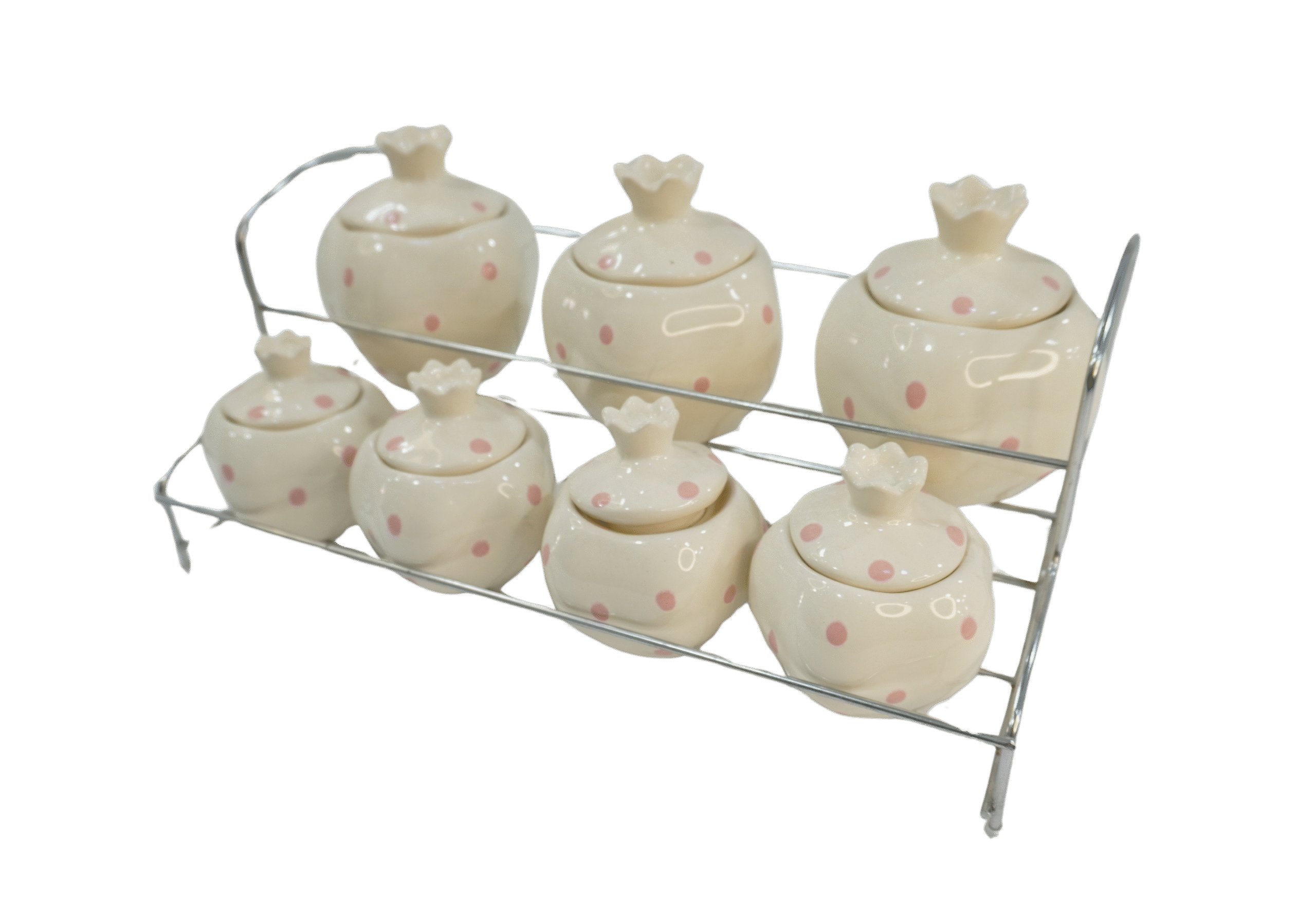 1f24809c-091f-40b7-87c0-337241e9a520 Pots de rangement épices céramiques embossés pointées - Blanc – Image 1