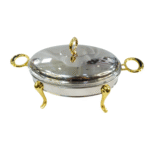 Réchaud rond en inox avec poignées dorées