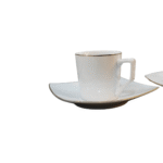 Service de table porcelaine blanc carrée avec bord doré – Image 4