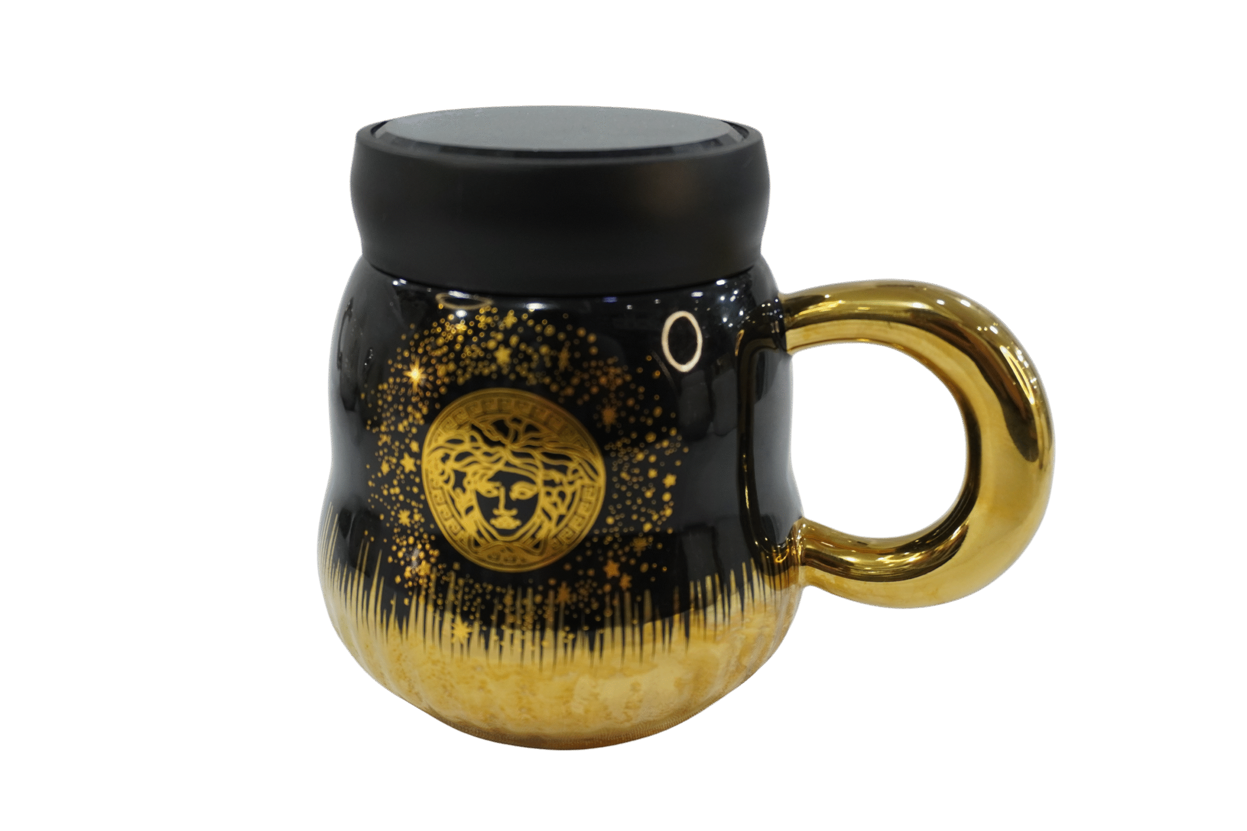 2b51997f-fbf5-47e7-84f9-25edf6556cc8 Tasse en céramique miroir avec détails dorés – Noir - 500 ml – Image 1