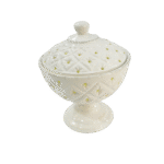 Sucrier en Porcelaine Blanche avec des points dorés