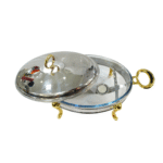 Réchaud rond en inox avec poignées dorées – Image 2