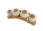 Set de Bocaux à Épices en Céramique avec Couvercles en Bambou – 4 pièces avec Support – Image 2