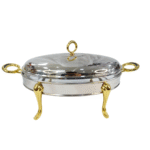 Réchaud rond en inox avec poignées dorées – Image 3
