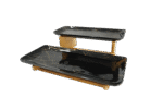 Plateau de Service Double Niveau en Céramique Marbrée & Support en Bambou – Image 2