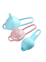 Set de 3 Mini Passoires à Œufs et Entonnoirs - Bleu + Rose