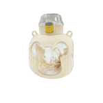 Bouteille d'eau avec paille – Beige - Motif ours blanc