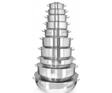 Kayalar 10pcs casseroles inox Set marmite large avec couvercle – Image 1