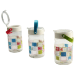 Série de 3 pots à épices en verre transparent – Colorée