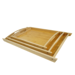 Série de 3 Plateaux Carrés en Bois Clair