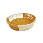Panier à Pain Rond – Rotin Jaune Clair & Blanc