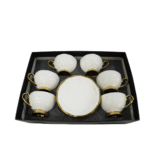 Service à café blanc élégant – Détails dorés