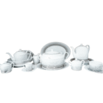 Service de table en porcelaine – Rayures argent