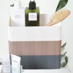 Boîte de rangement en Bleu marine/Gris/Rose poudré – Image 2