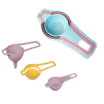 Set de 3 Mini Passoires à Œufs et Entonnoirs - Bleu + Rose – Image 2