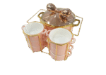 Ensemble de 15 pièces – Marmites avec Couvercles dorés - Rose poudré – Image 2