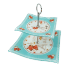 Présentoir à Gâteaux 2 Niveaux – Motif Paris & Fleurs