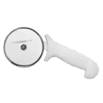 Roue de 10 cm en inox, manche en plastique blanc