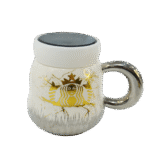 Tasse en céramique miroir avec détails dorés – Blanche - 500 ml