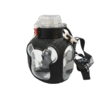 Bouteille en forme d'ours avec paille et bandoulière - Noir