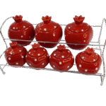 Pots de rangement épices céramiques embossés pointées - Rouge