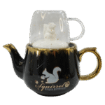 Théière en céramique Noir - Écureuil doré