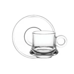 Tasses à thé en verre avec soucoupes – Lot de 6 tasses de 220 ml