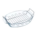 Plat Ovale Pyrex Irrésistible 40 x 28 cm avec Grille de Cuisson