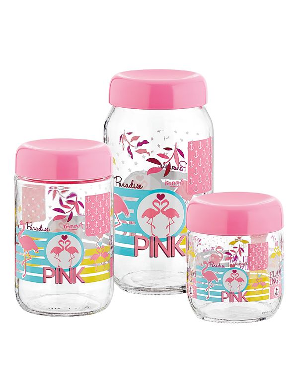 s444 Série de 3 pots à épices – Design "Flamingo" – Image 1