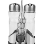 Set distributeur d'huile et de vinaigre avec support en acier inoxydable