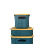 Boîte de rangement en plastique (3 tailles) - Marron/Vert