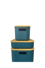 Boîte de rangement en plastique (3 tailles) - Marron/Vert