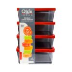 Set de 4 boîtes de conservation rectangulaires empilables - Mauve/Vert/Bleu