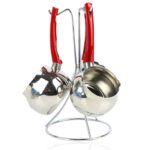 zezwaa Série De 3 Pots à café en inox + Support De Rangement