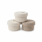 Mini panier avec couvercle : beige / marron / noir