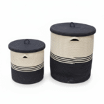 Des paniers a linge 2 pcs NOIR AVEC BEIGE