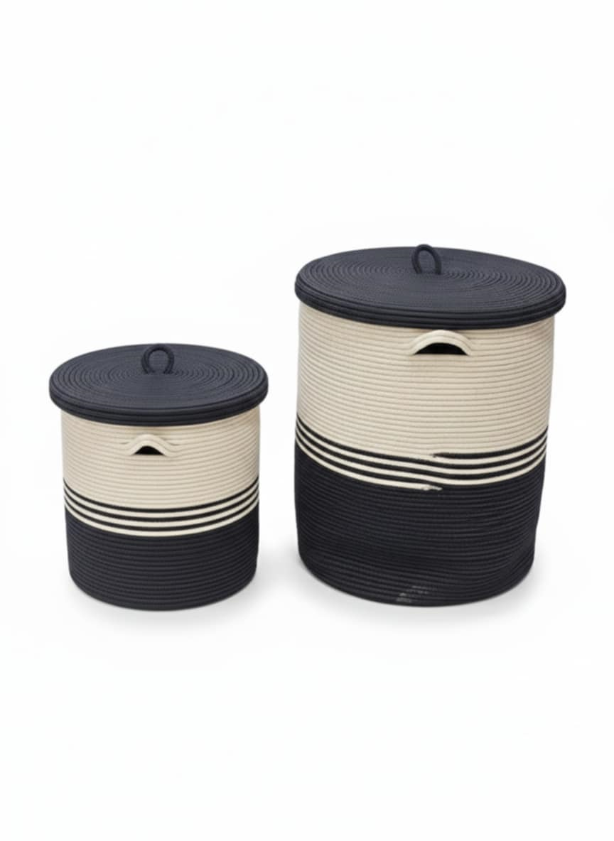 a6de7bc7-148c-41f9-afce-ed09fcfc33d9 Des paniers a linge 2 pcs NOIR AVEC BEIGE – Image 1